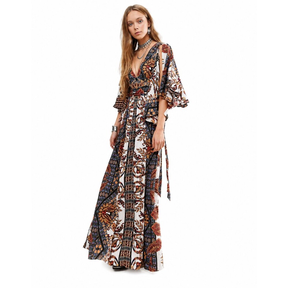 Free People Multi-Color Printed Maxi Dress